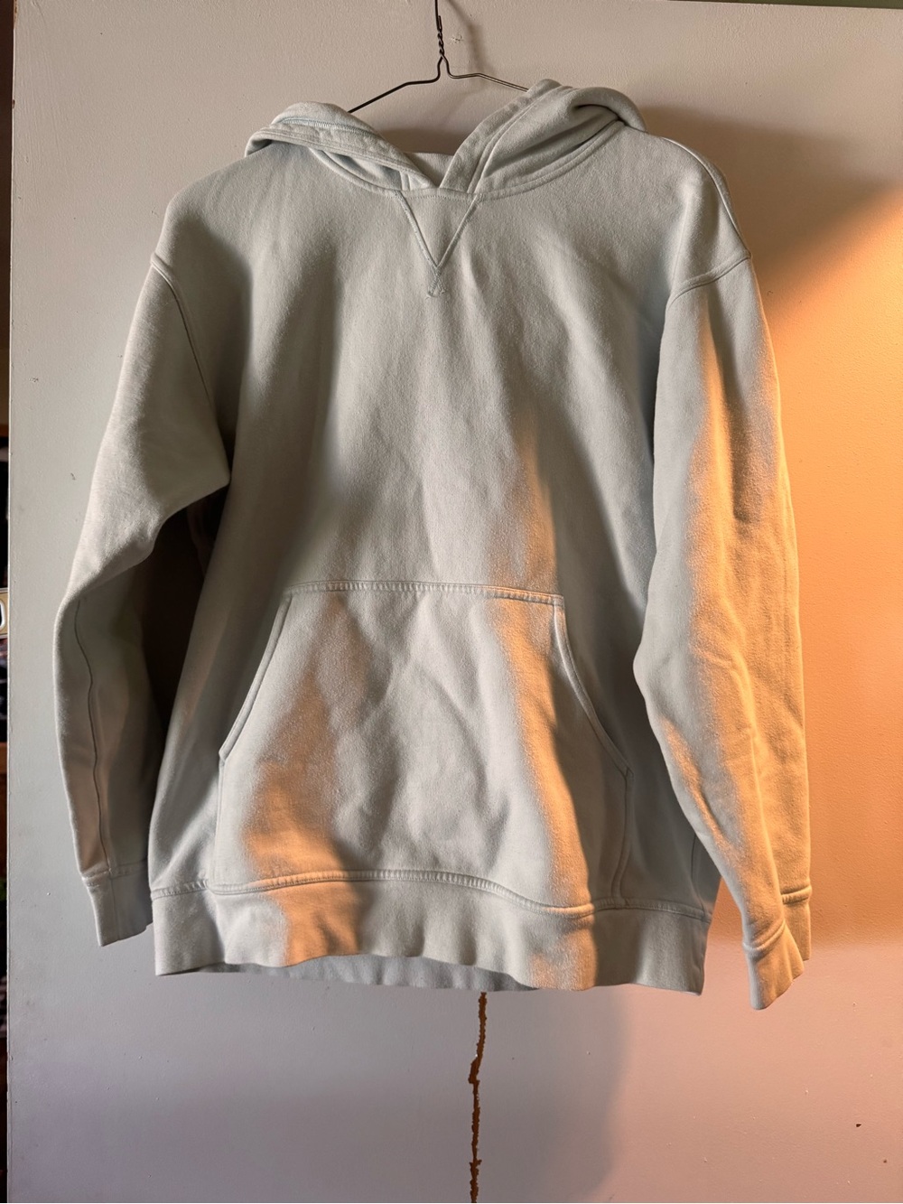 Classic Hooded Pullover Sweatshirt - Light blue/ off white